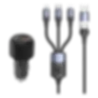 Connected Rocket-130 3-port Car Charger 130w + Cuatro-dous 6-in-1 Cable Bundle Ccc130-ccd31