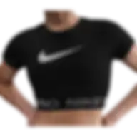 Nike Prowomen's Dri-fit Short-sleeve Cropped Graphic Top Hv3673-010 Size M