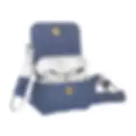 Promate Airpods Pro Case Elegant Fashion Protective Faux Leather Cover With Wireless Charging Compatible Cover Fay Blue